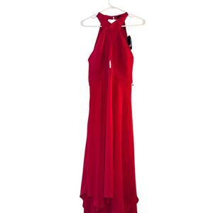 BCBGMAXAZRIA Women's Red Feminine halter Dress‎ Size 8 Standard NWT